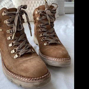 Bionico Ortho Lace Up Leather Suede Camel Color Ankle Boots